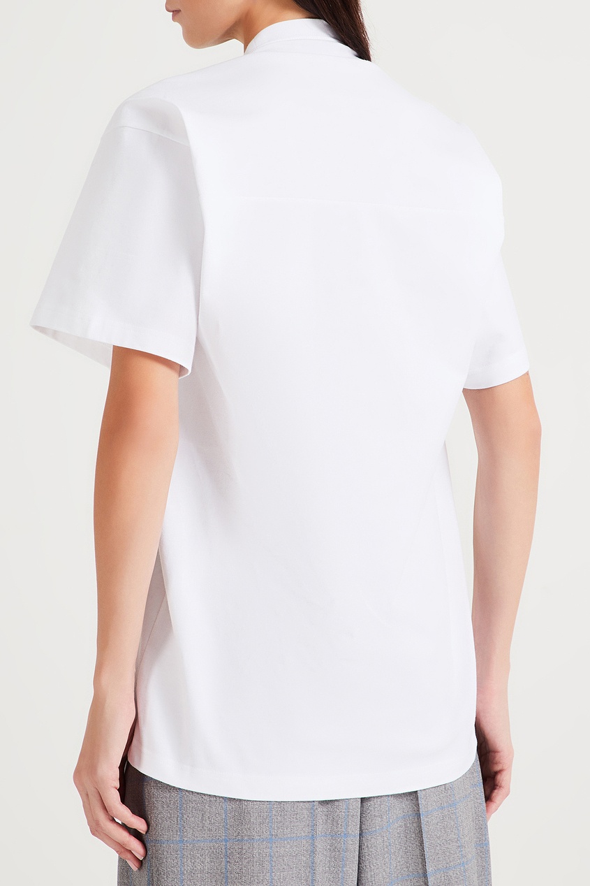 фото Белая футболка оверсайз с вышитым логотипом balenciaga