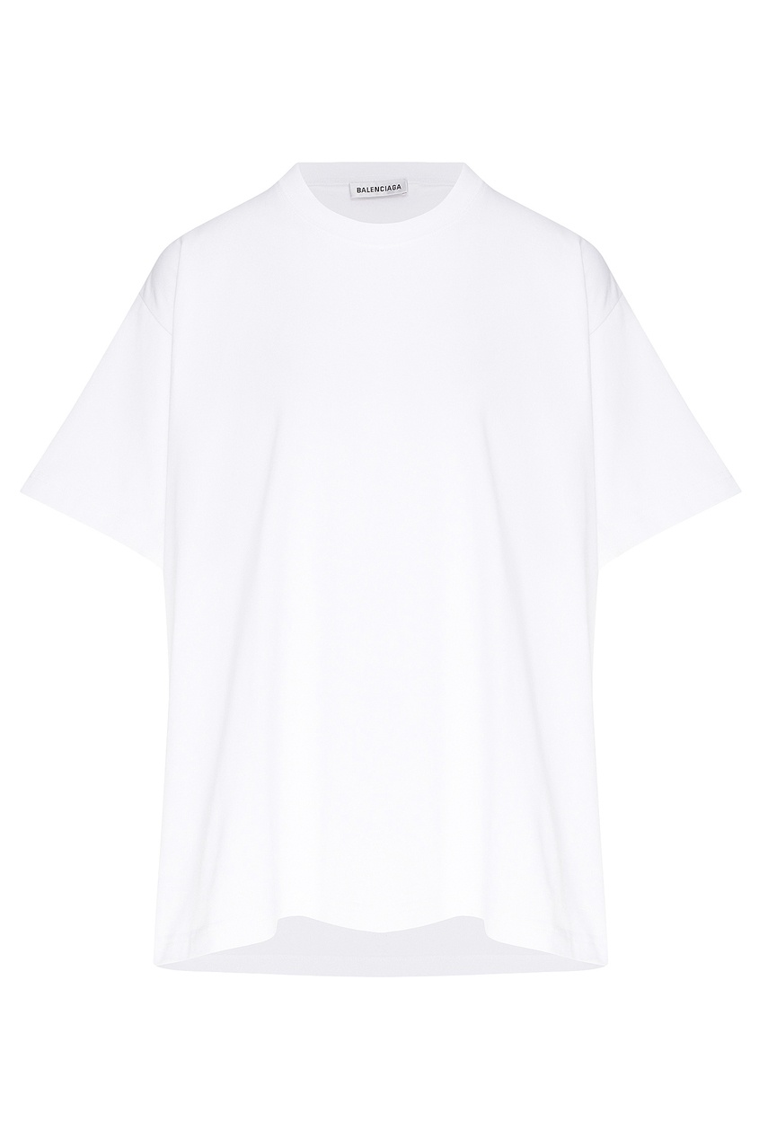 фото Белая футболка оверсайз с вышитым логотипом balenciaga