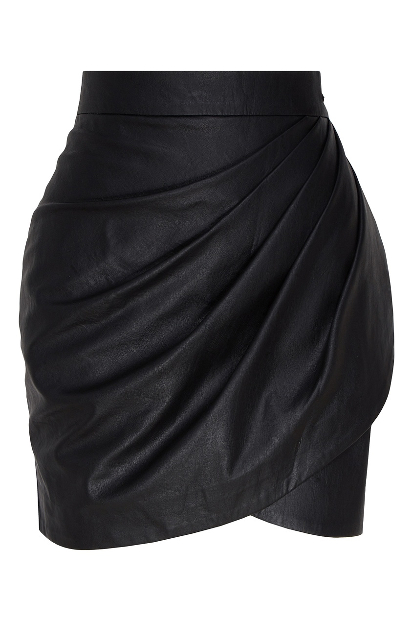 фото Черная мини-юбка с драпировками Laroom