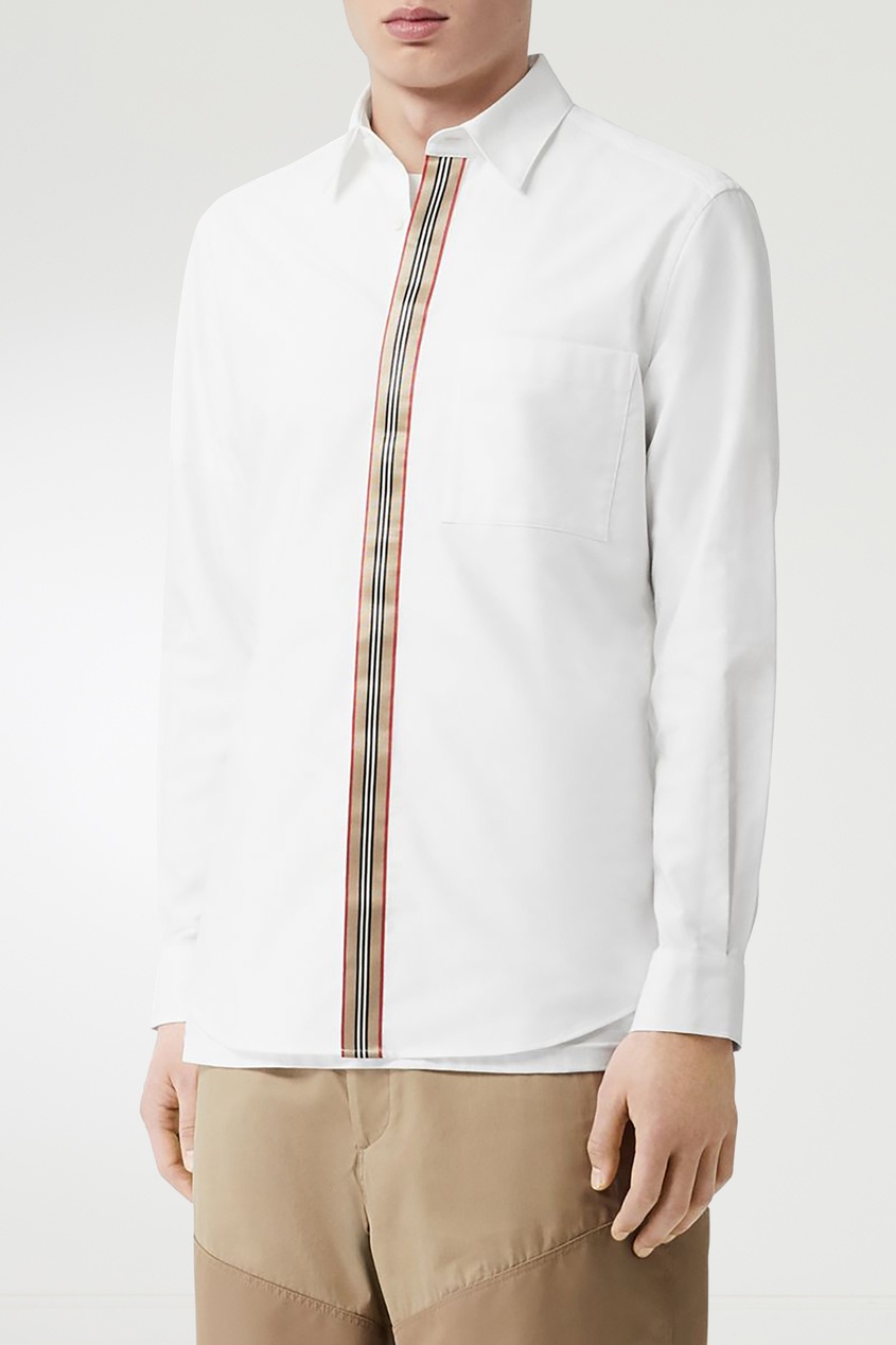 фото Белая рубашка с декоративной лентой burberry