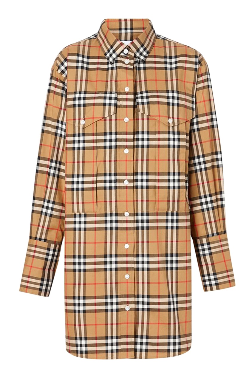 фото Удлиненная рубашка в клетку vintage check burberry