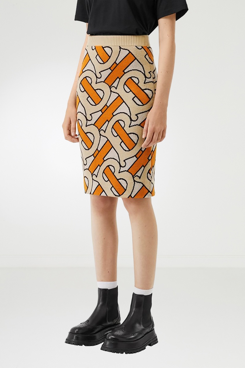 фото Трикотажная юбка с крупным узором burberry