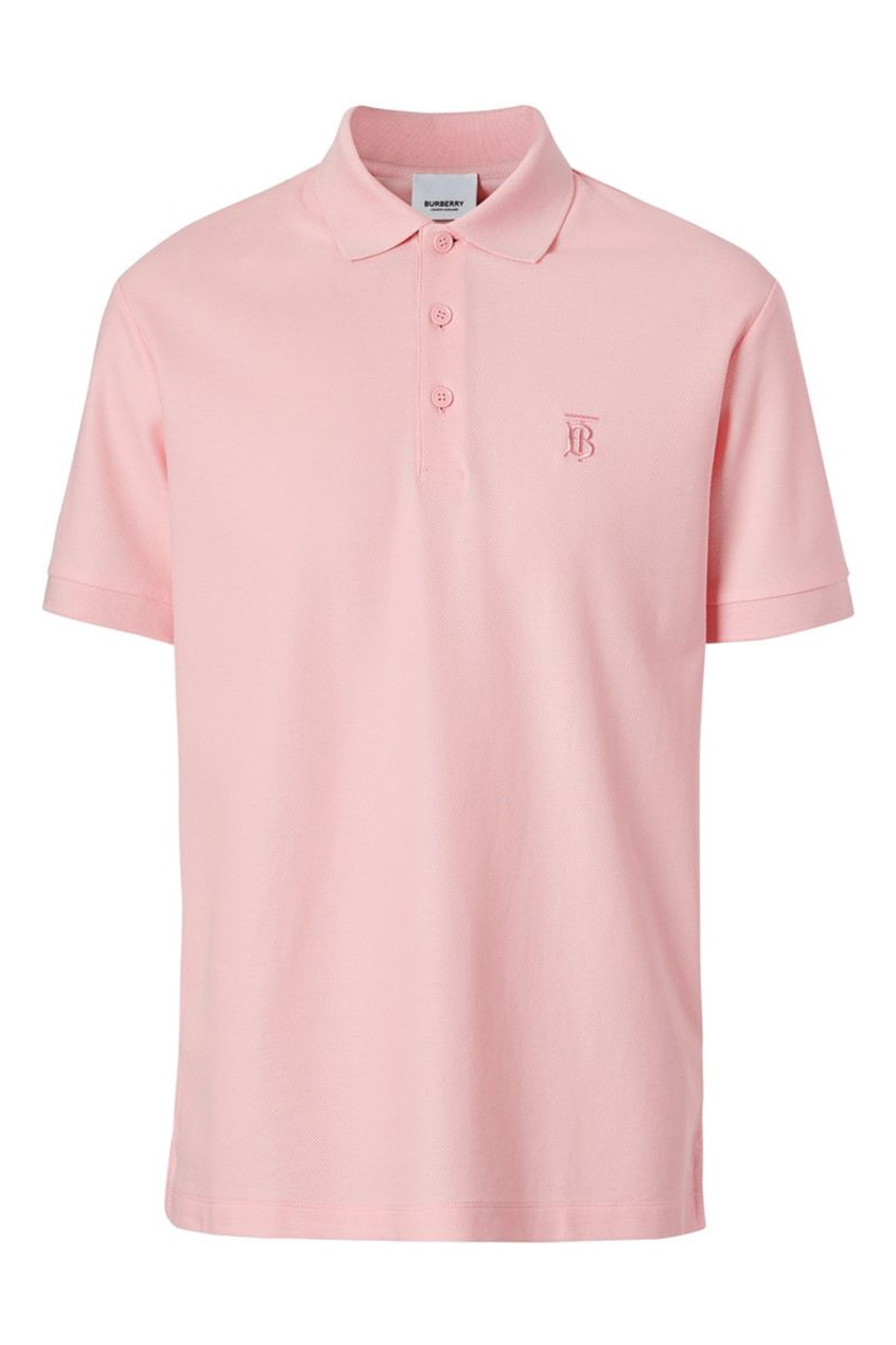фото Розовая футболка-поло с вышитой монограммой Burberry