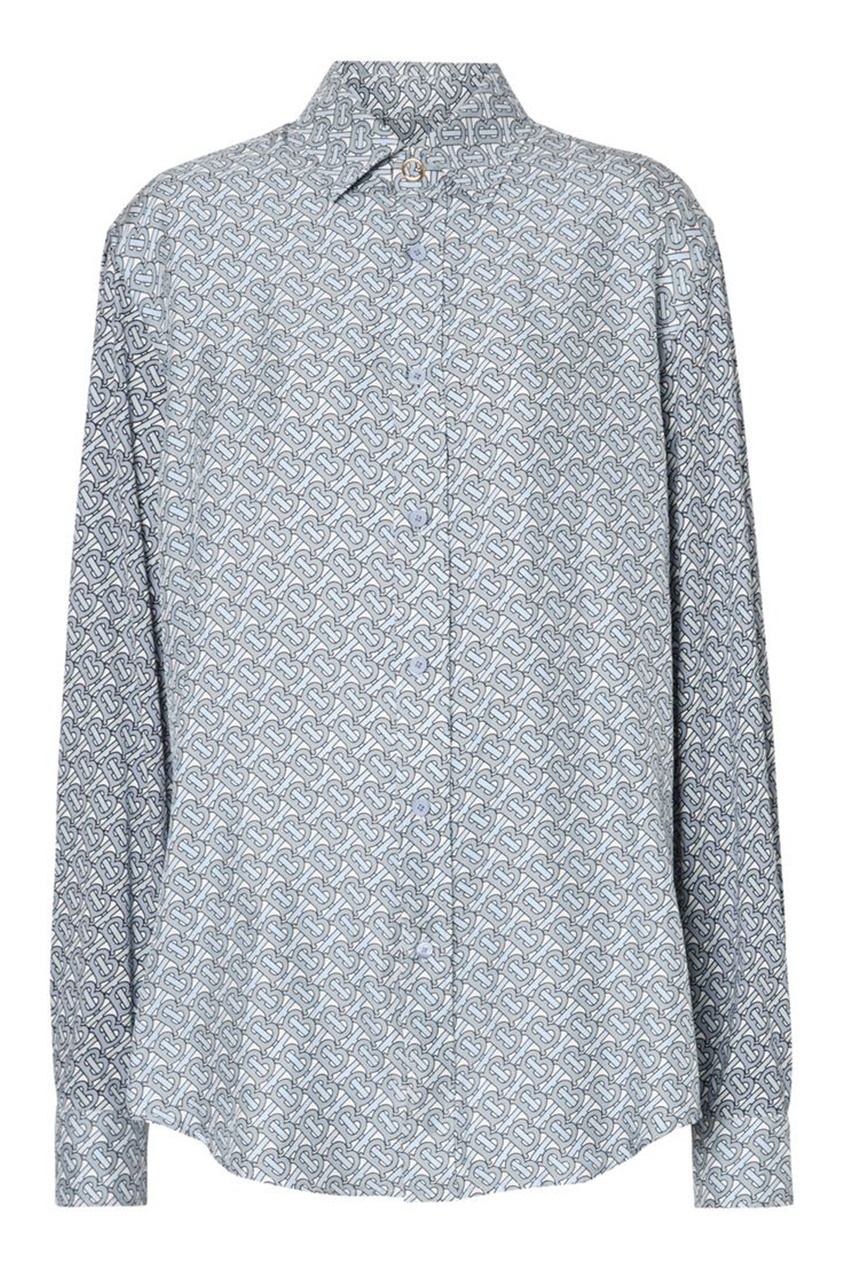 фото Голубая блуза с принтом из монограмм Burberry