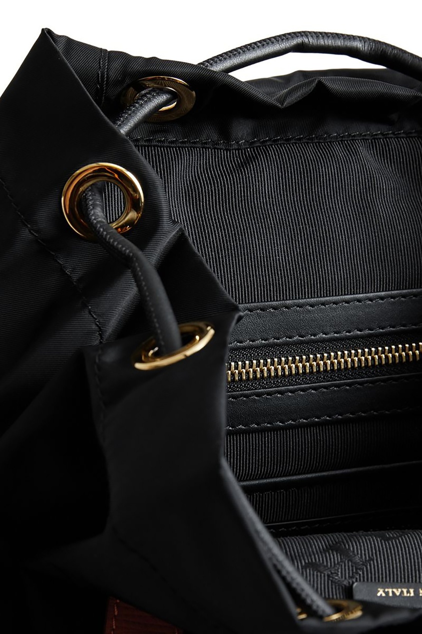 фото Черный рюкзак с кожаной отделкой burberry
