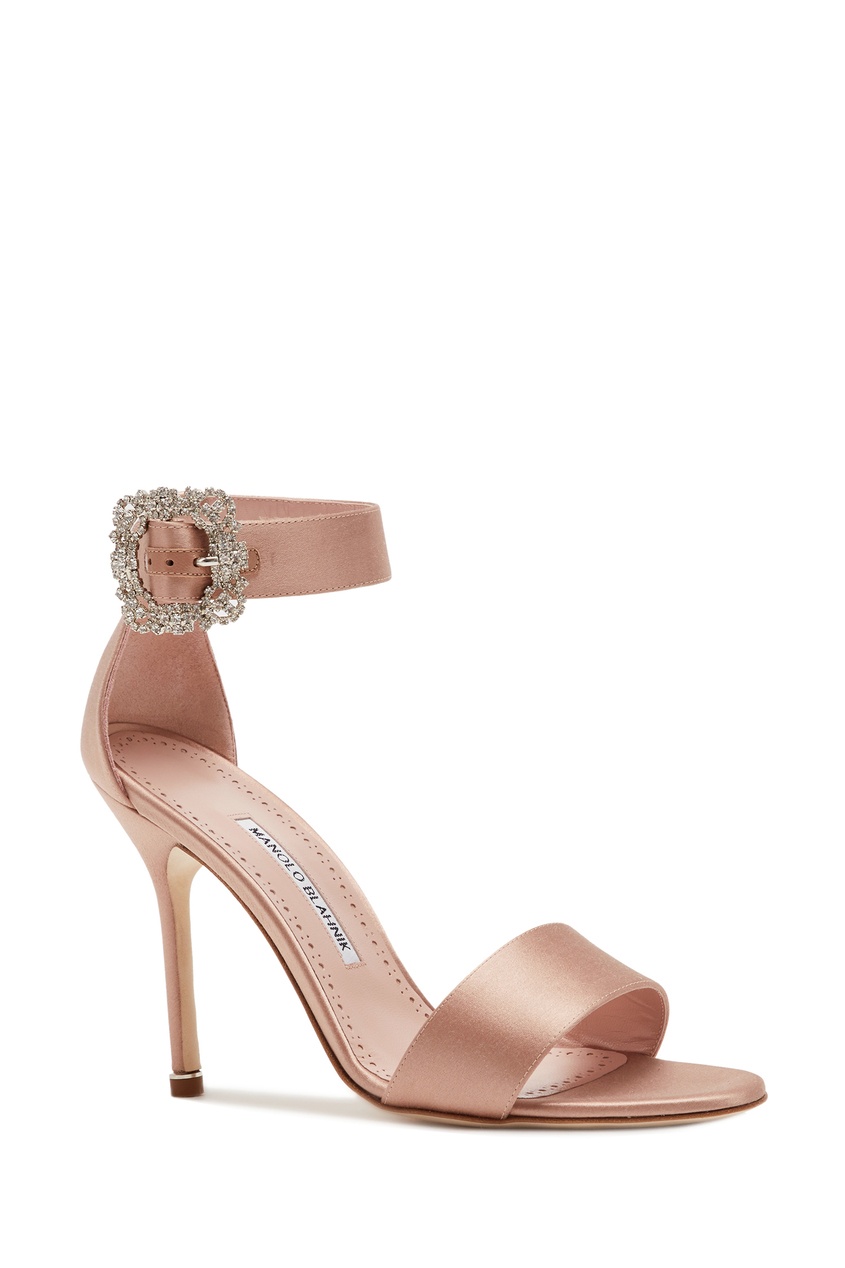 фото Нюдовые атласные босоножки sanghal 105 manolo blahnik