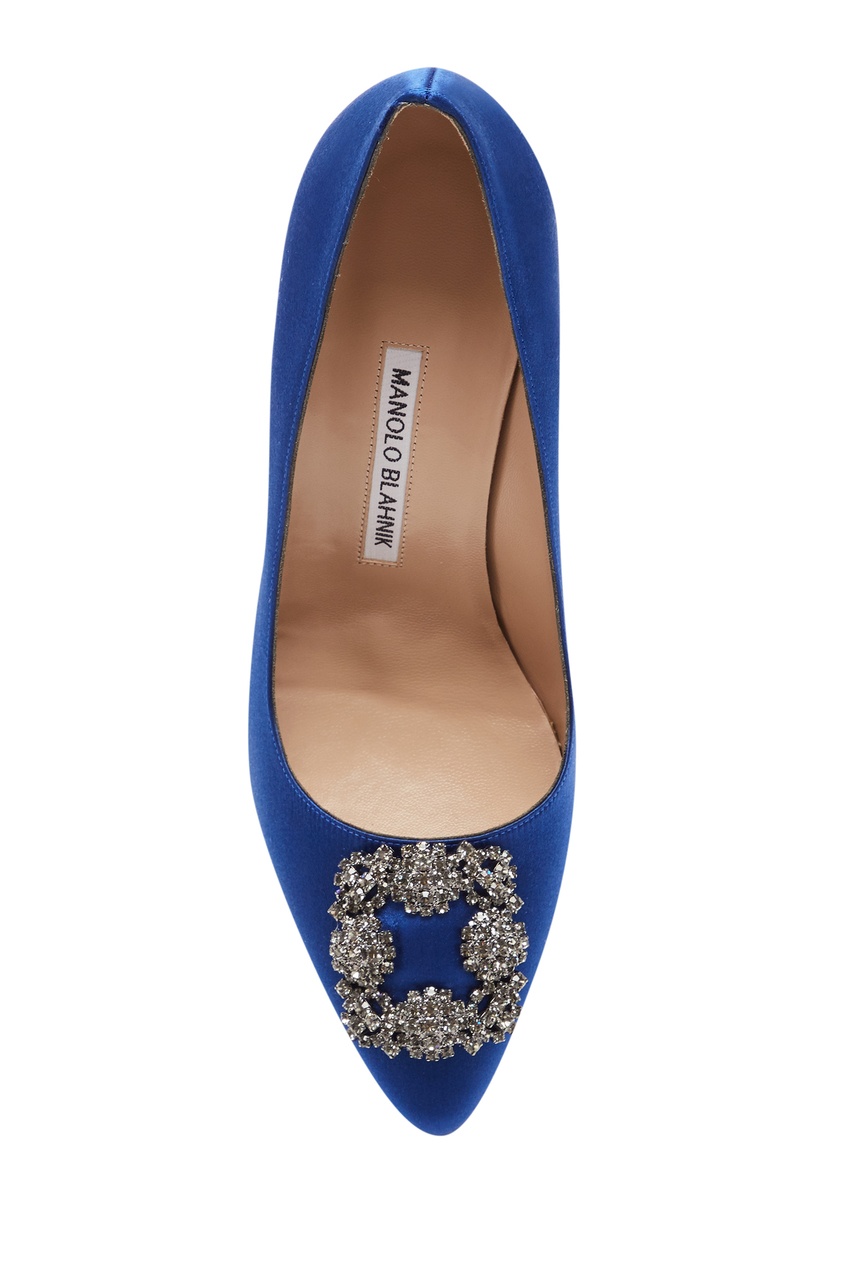 фото Синие атласные туфли hangisi 90 manolo blahnik