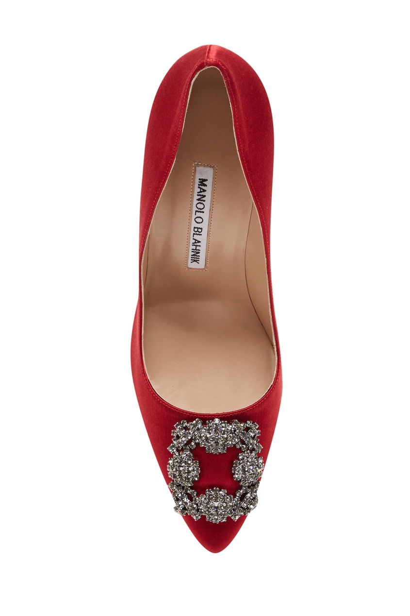 фото Темно-красные атласные туфли hangisi 105 manolo blahnik