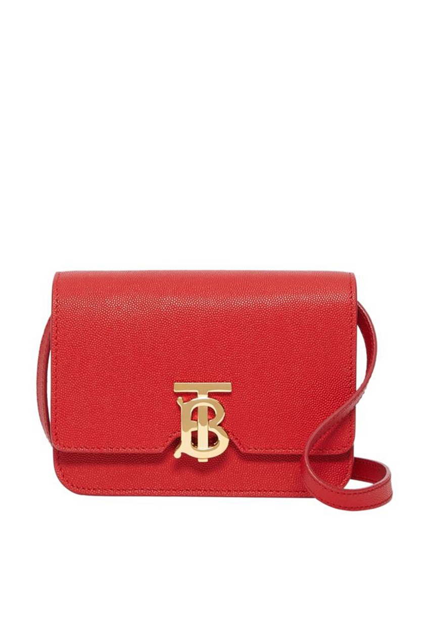 фото Красная кожаная сумка с пряжкой-логотипом Burberry