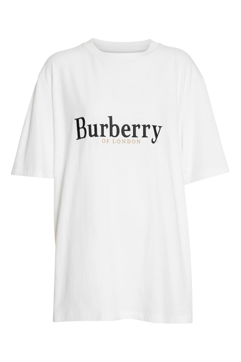 фото Белая футболка с вышитым логотипом Burberry