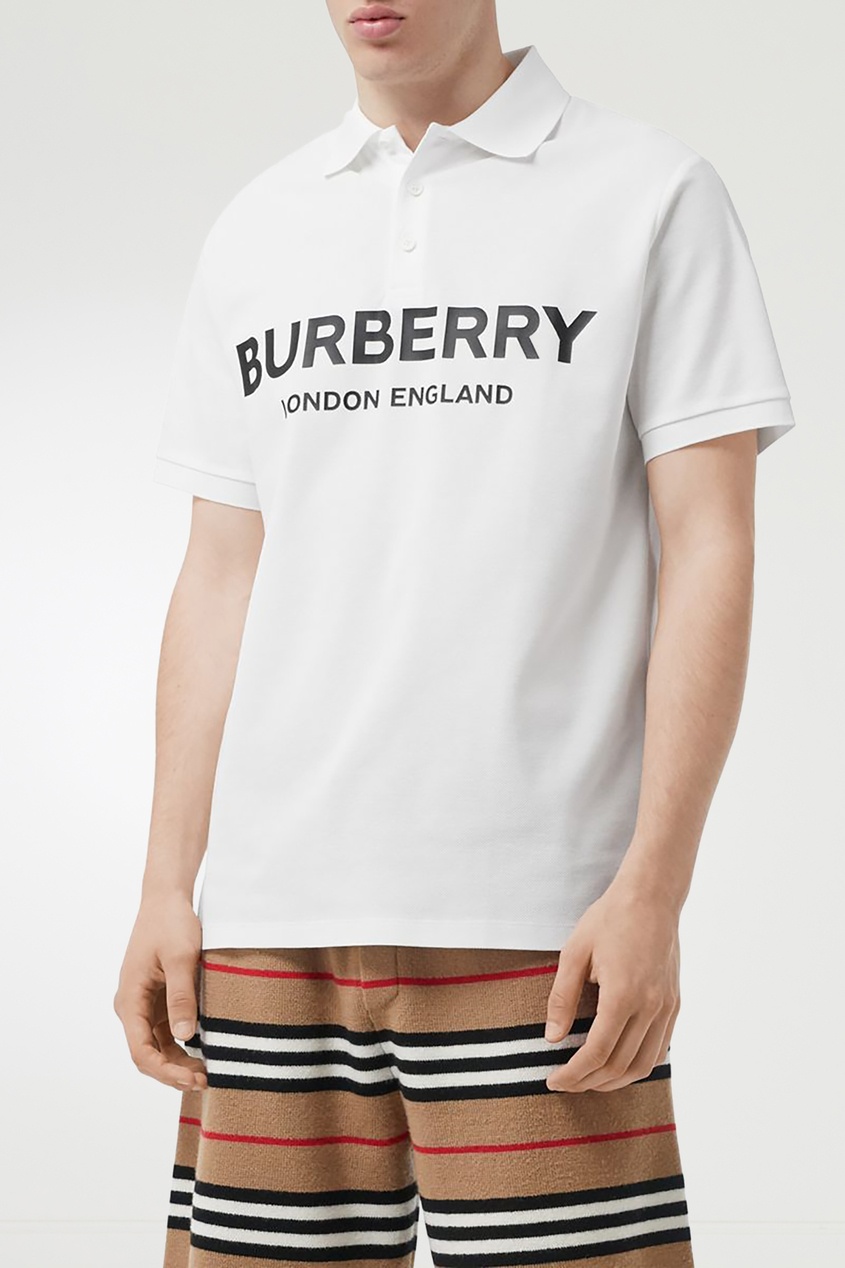 фото Белое поло с логотипом burberry