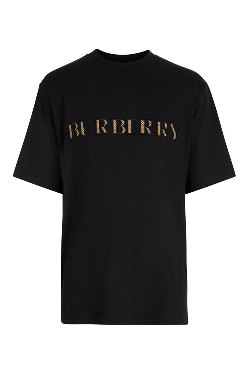 фото Черная футболка с логотипом burberry