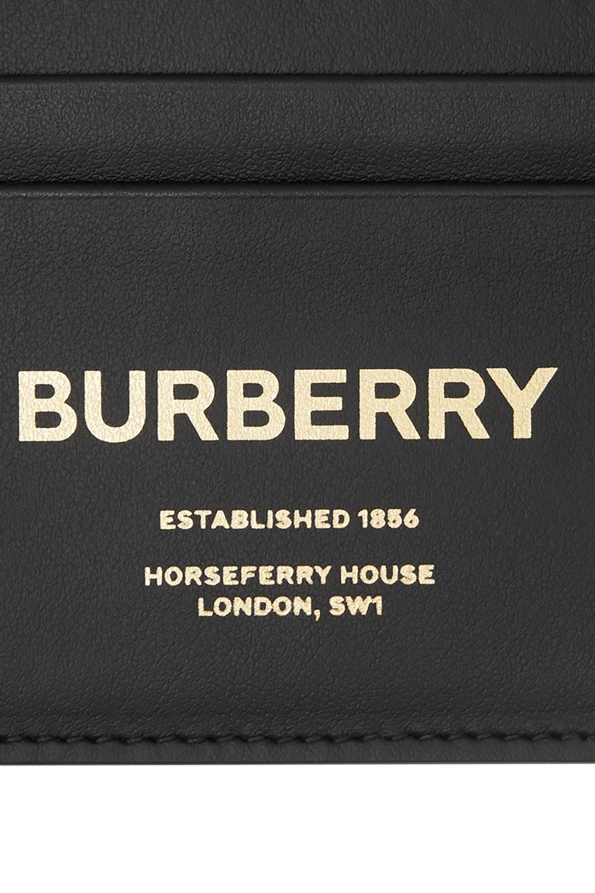 фото Черная визитница с золотистым логотипом Burberry