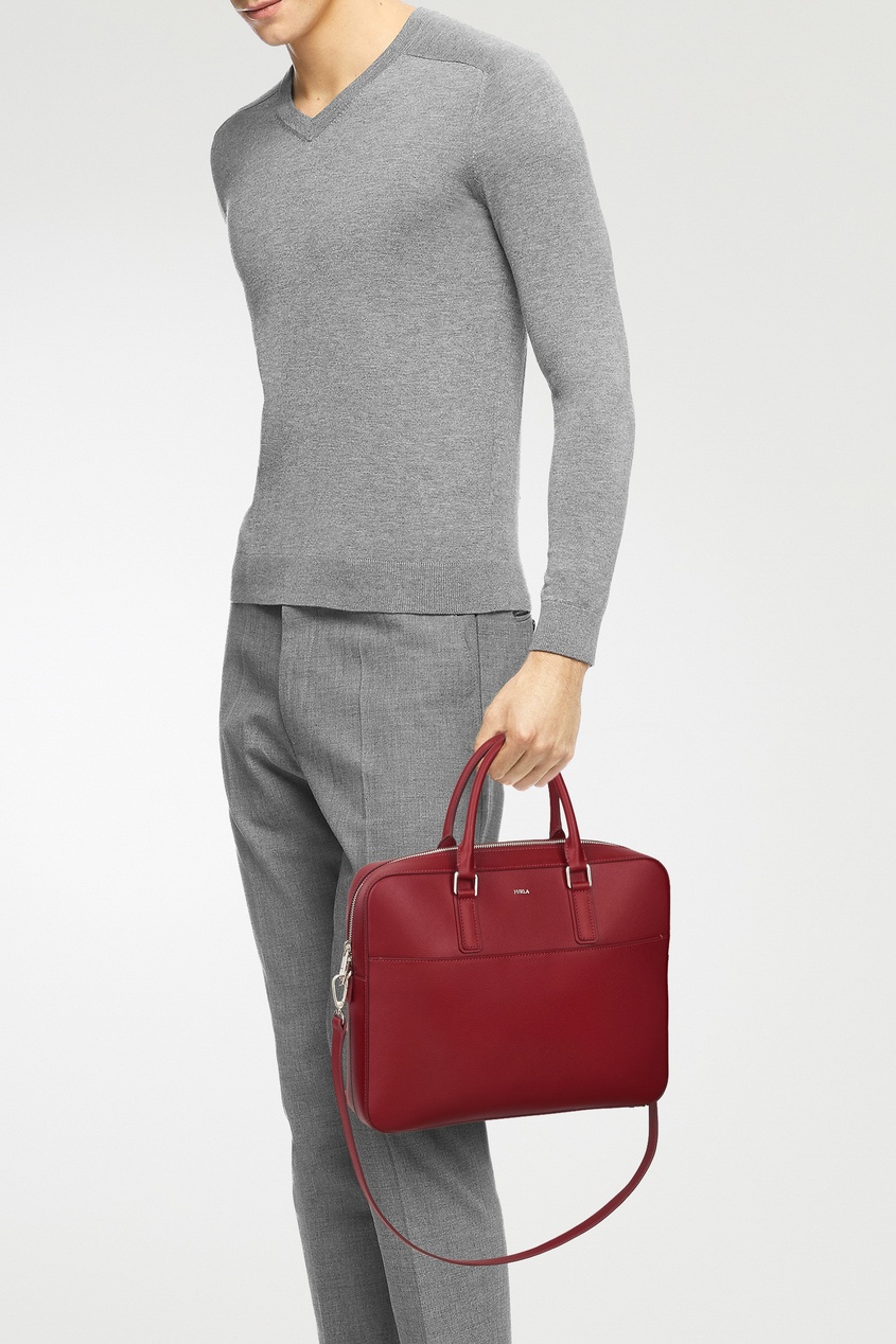 фото Бордовый кожаный портфель Marte Furla