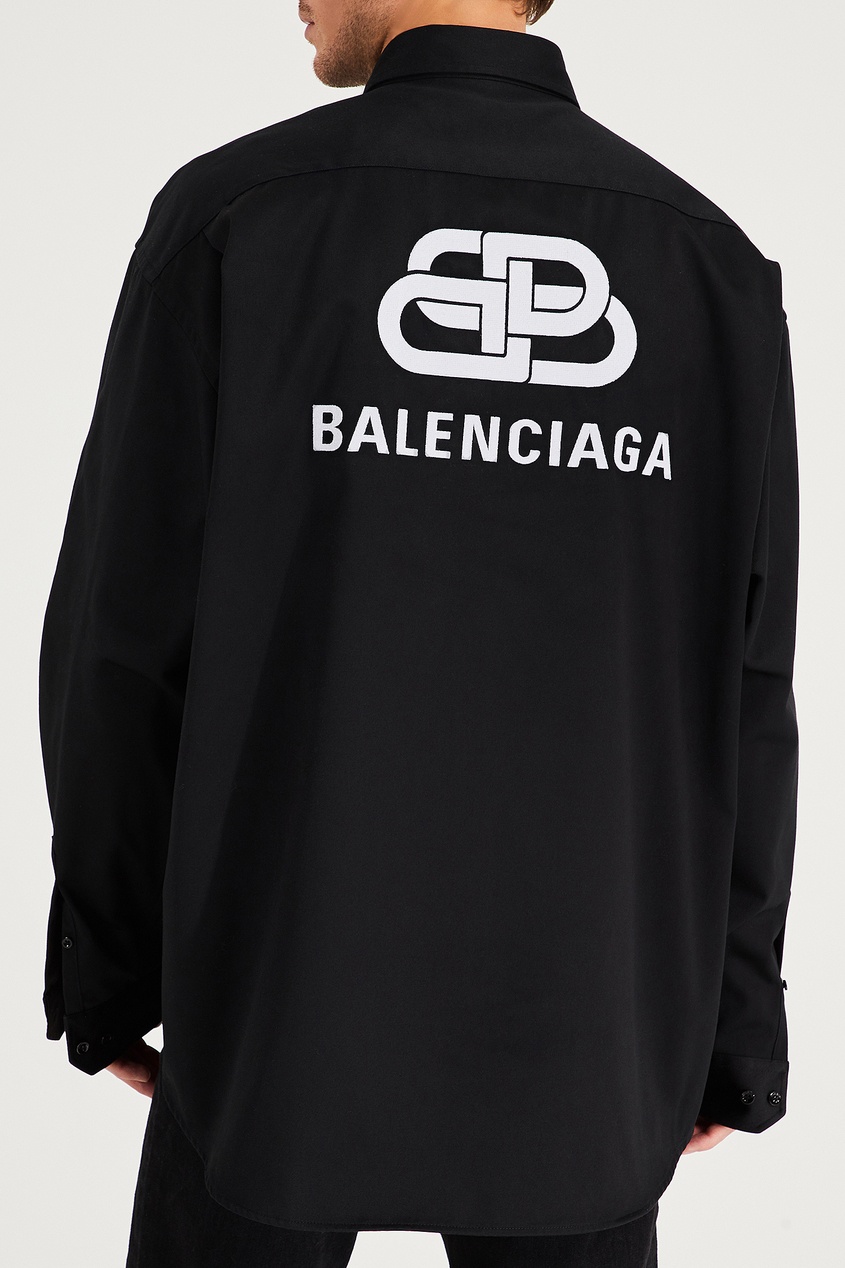 фото Черная рубашка с логотипом balenciaga