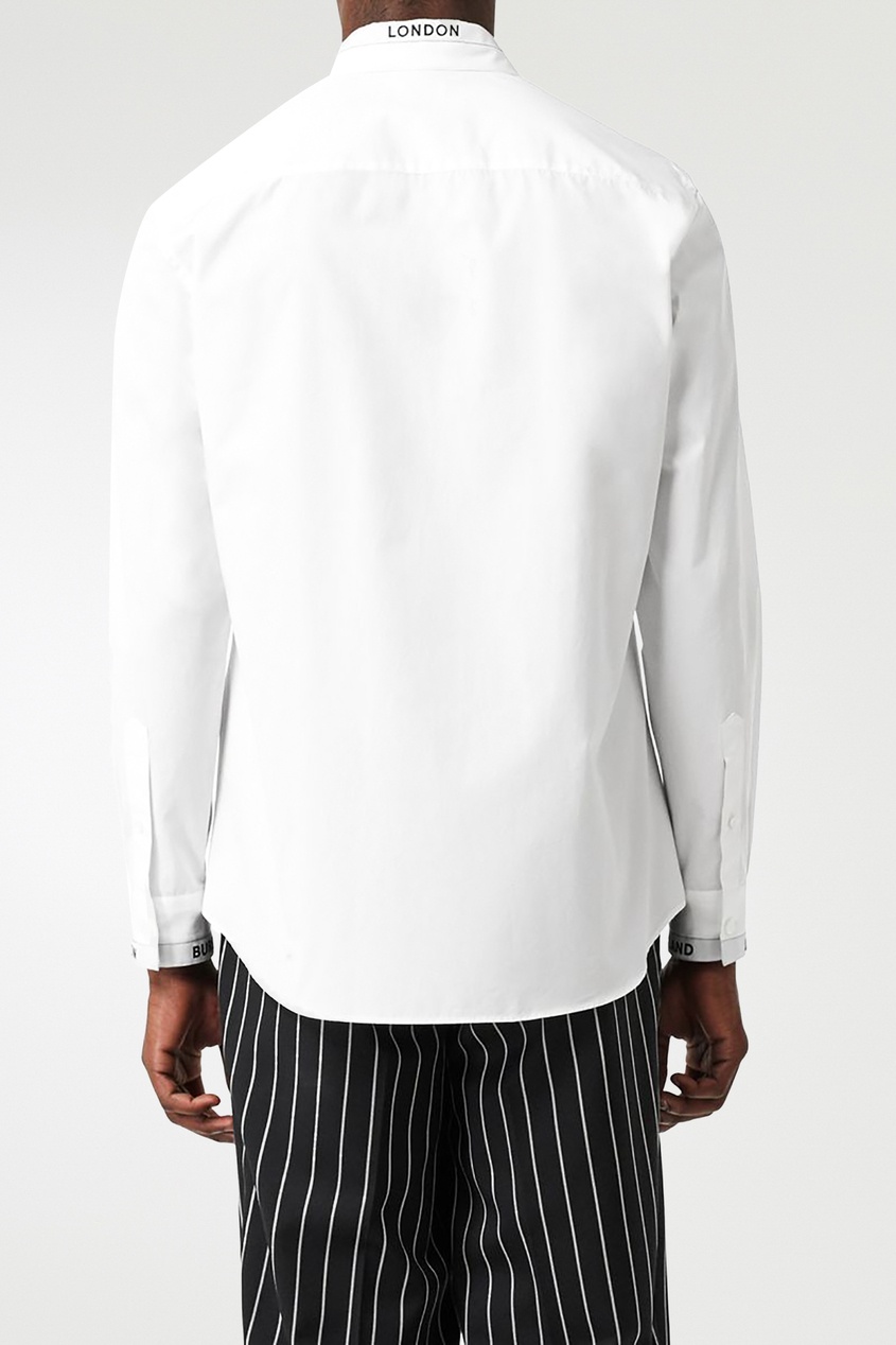 фото Белая рубашка с логотипом на рукаве и манжетах burberry