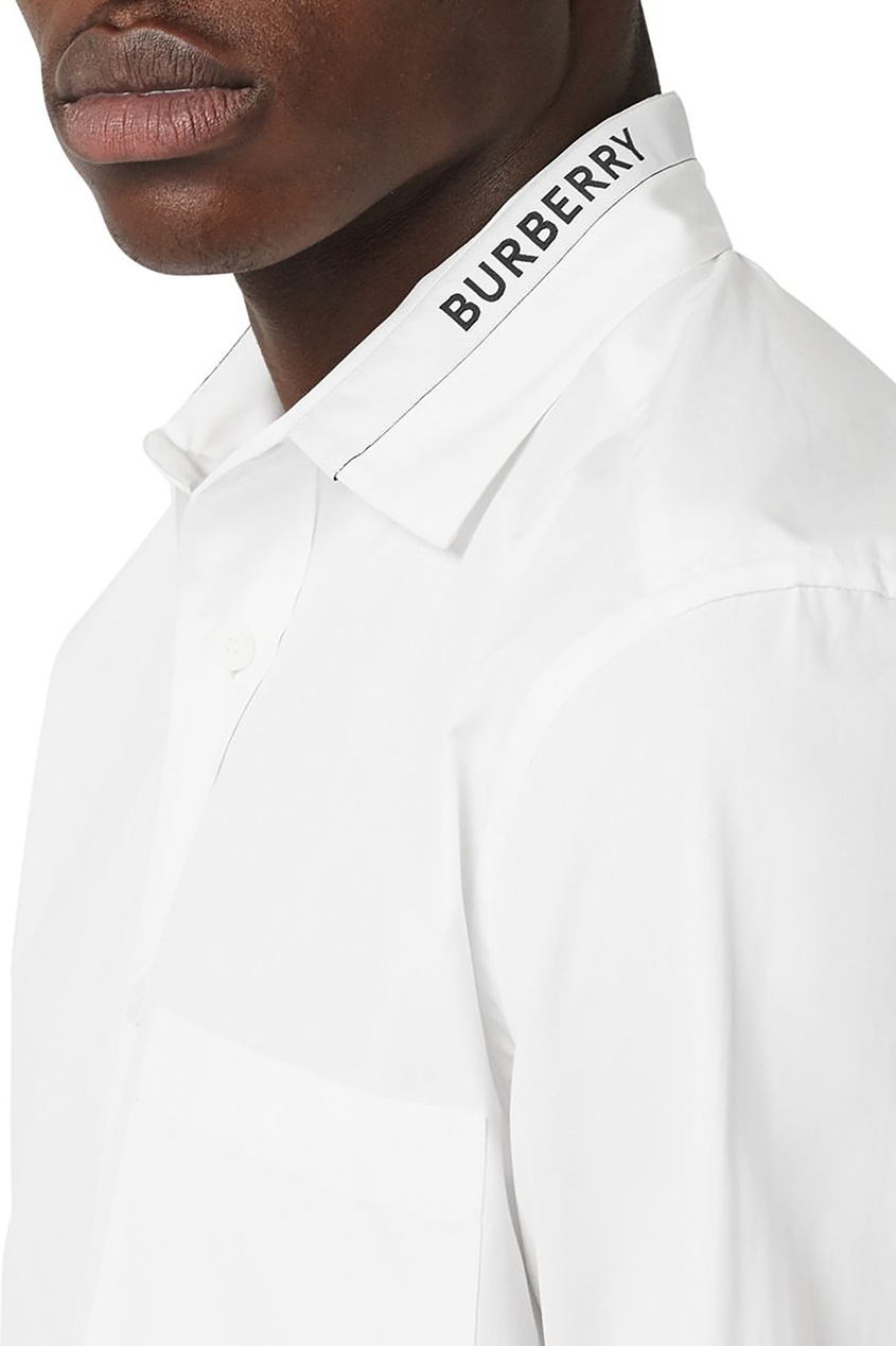 фото Белая рубашка с логотипом на рукаве и манжетах burberry