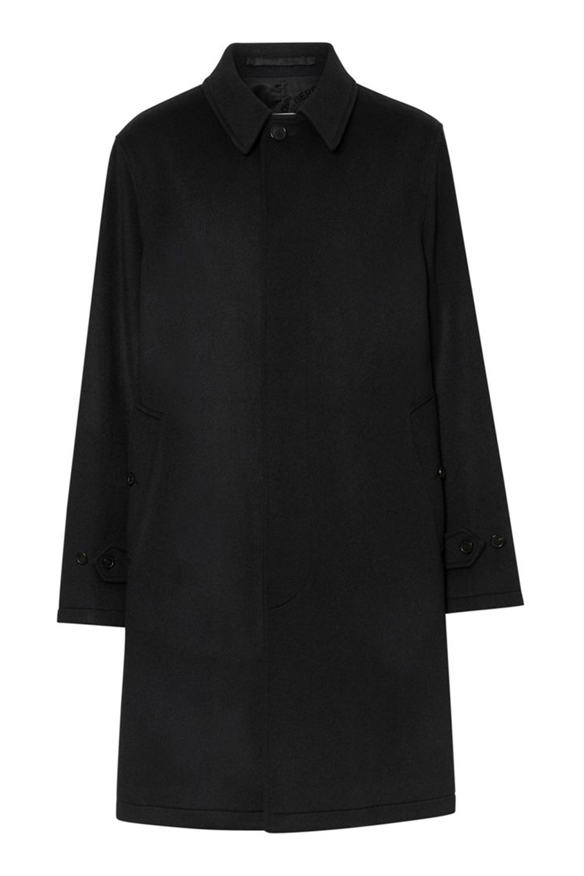 фото Черное пальто из шерсти burberry