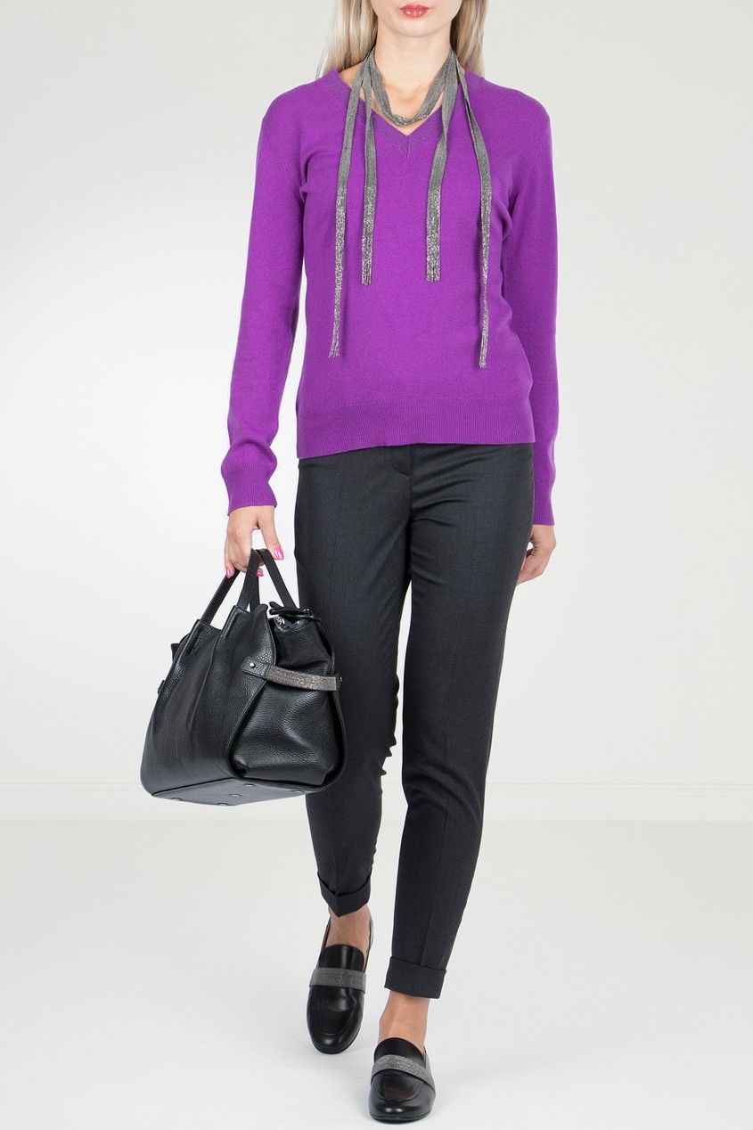 фото Фиолетовый шерстяной пуловер fabiana filippi