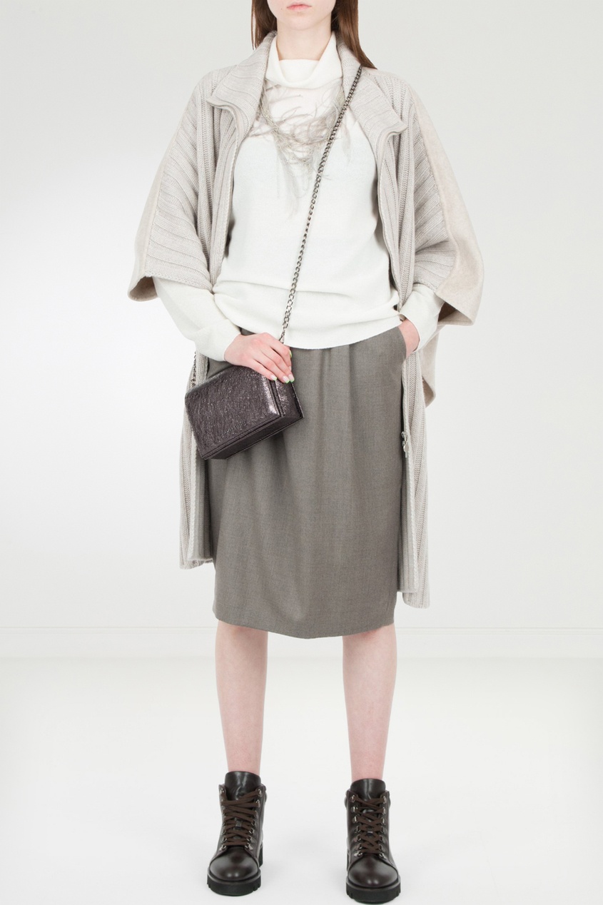 фото Светло-серая шерстяная юбка с карманами fabiana filippi