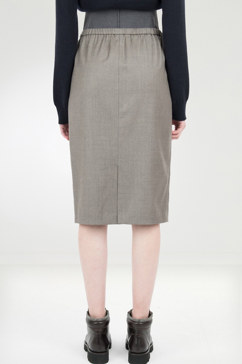 фото Светло-серая шерстяная юбка с карманами fabiana filippi