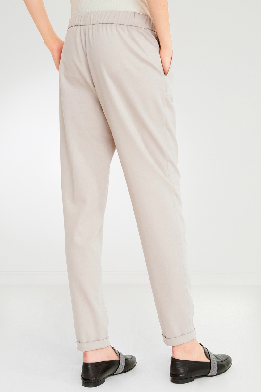 фото Бежевые брюки с поясом на кулиске fabiana filippi