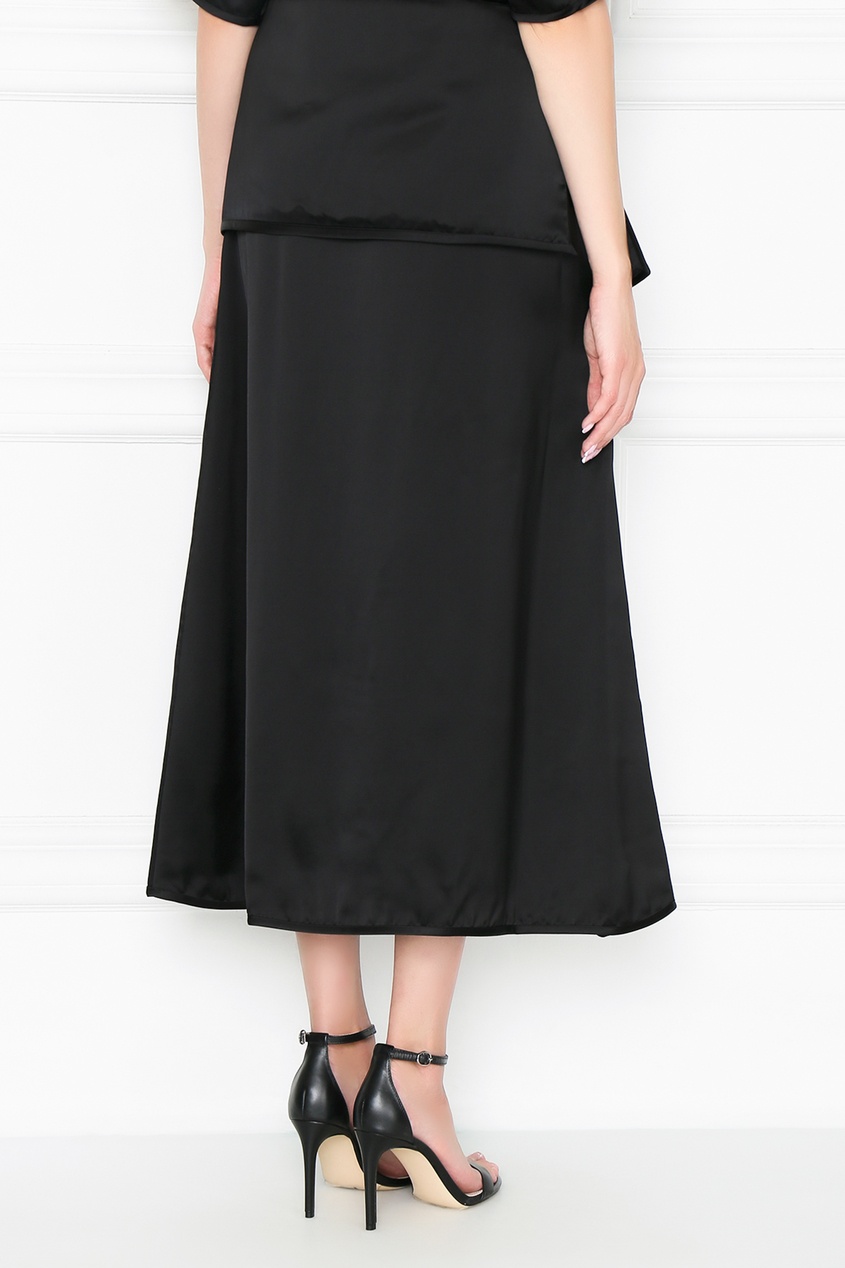 фото Черная юбка-миди с разрезом jil sander