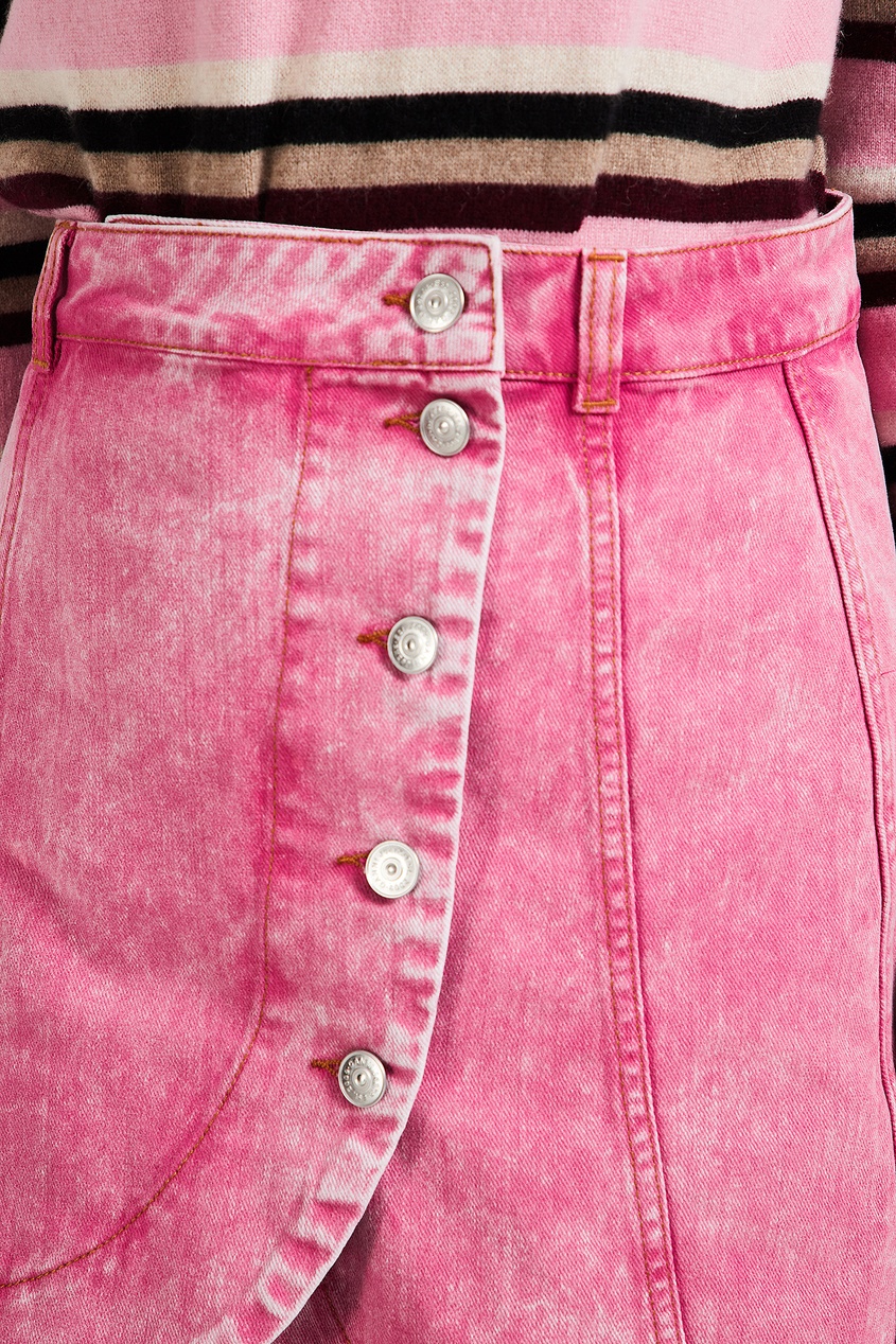 фото Розовая ассиметричная юбка мини ganni