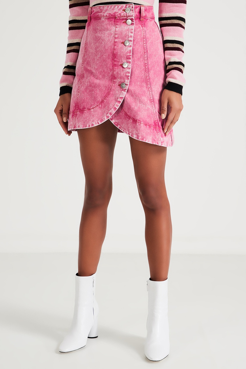 фото Розовая ассиметричная юбка мини ganni