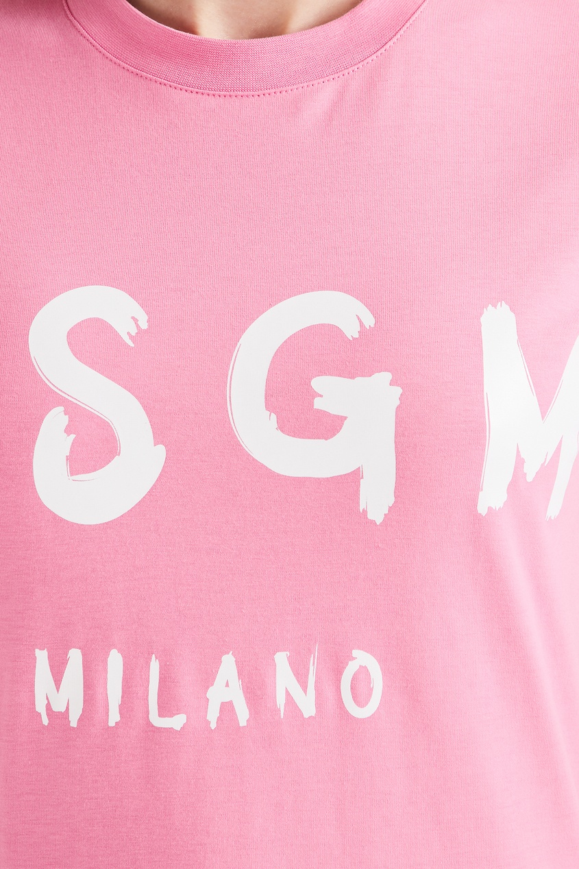 фото Розовая футболка с надписью msgm