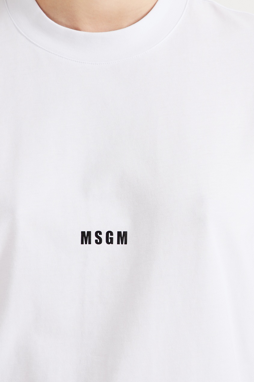 фото Короткая белая футболка msgm