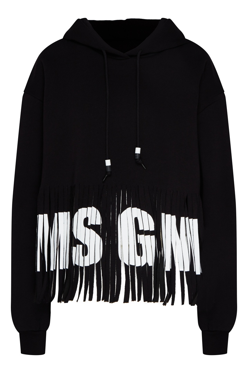 фото Черное худи с бахромой msgm