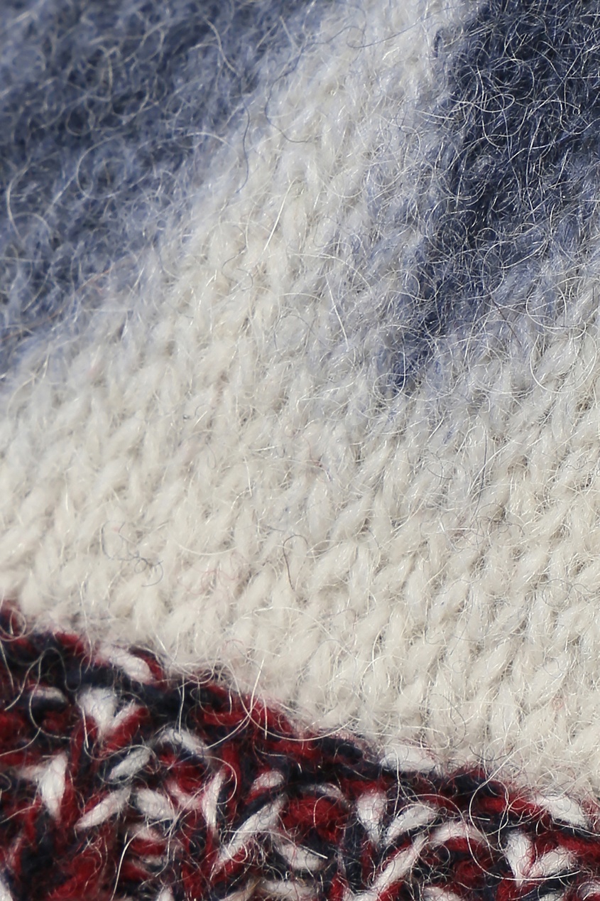 фото Белая шапка из шерсти альпака с узором Antonio marras