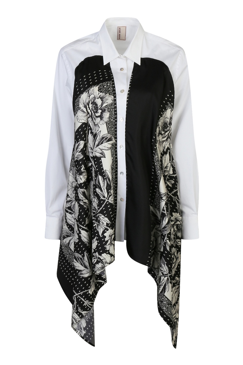 фото Черно-белая рубашка из хлопка с шелковой отделкой antonio marras