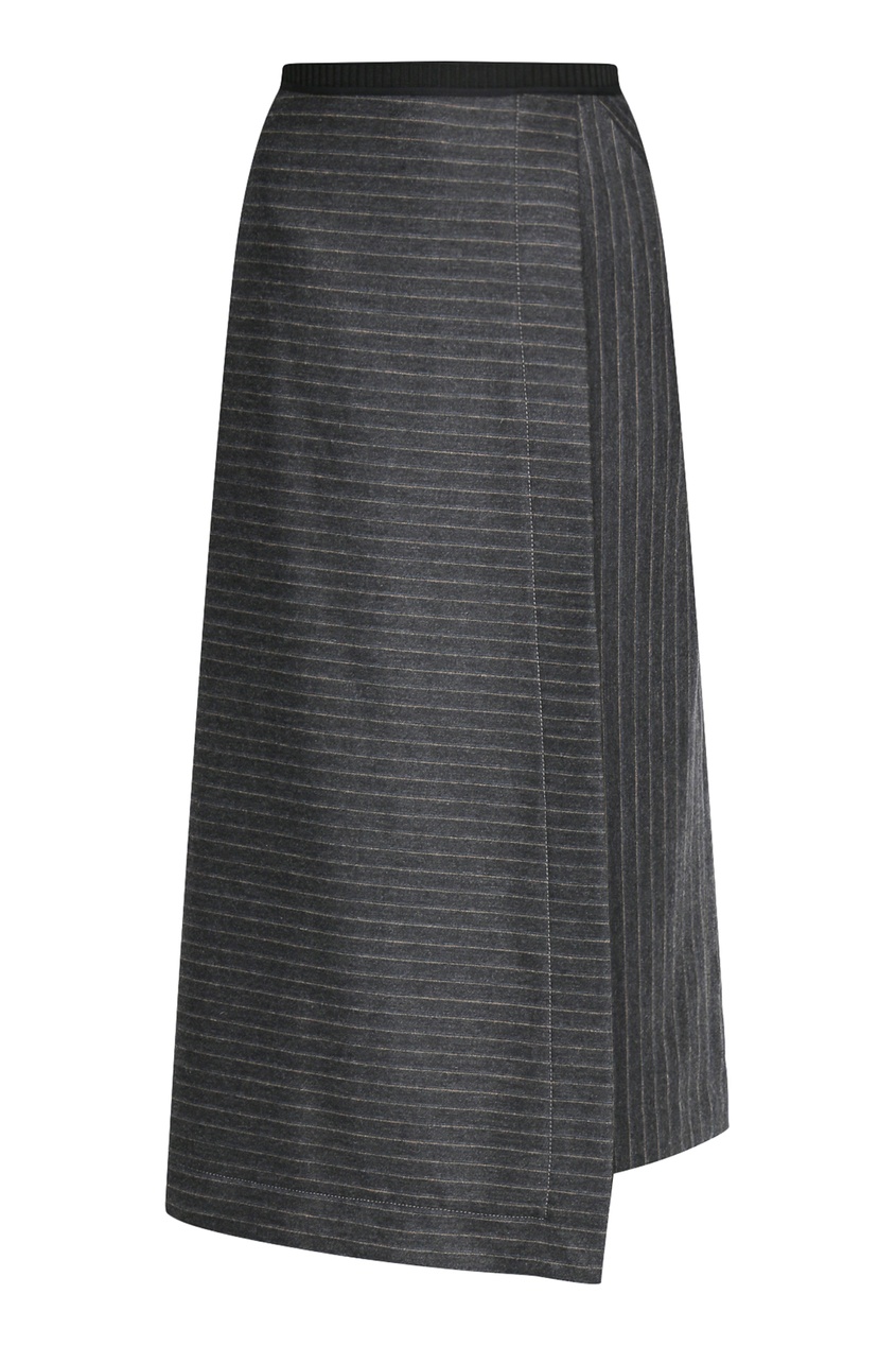 фото Серая юбка с запахом с узором полоска antonio marras