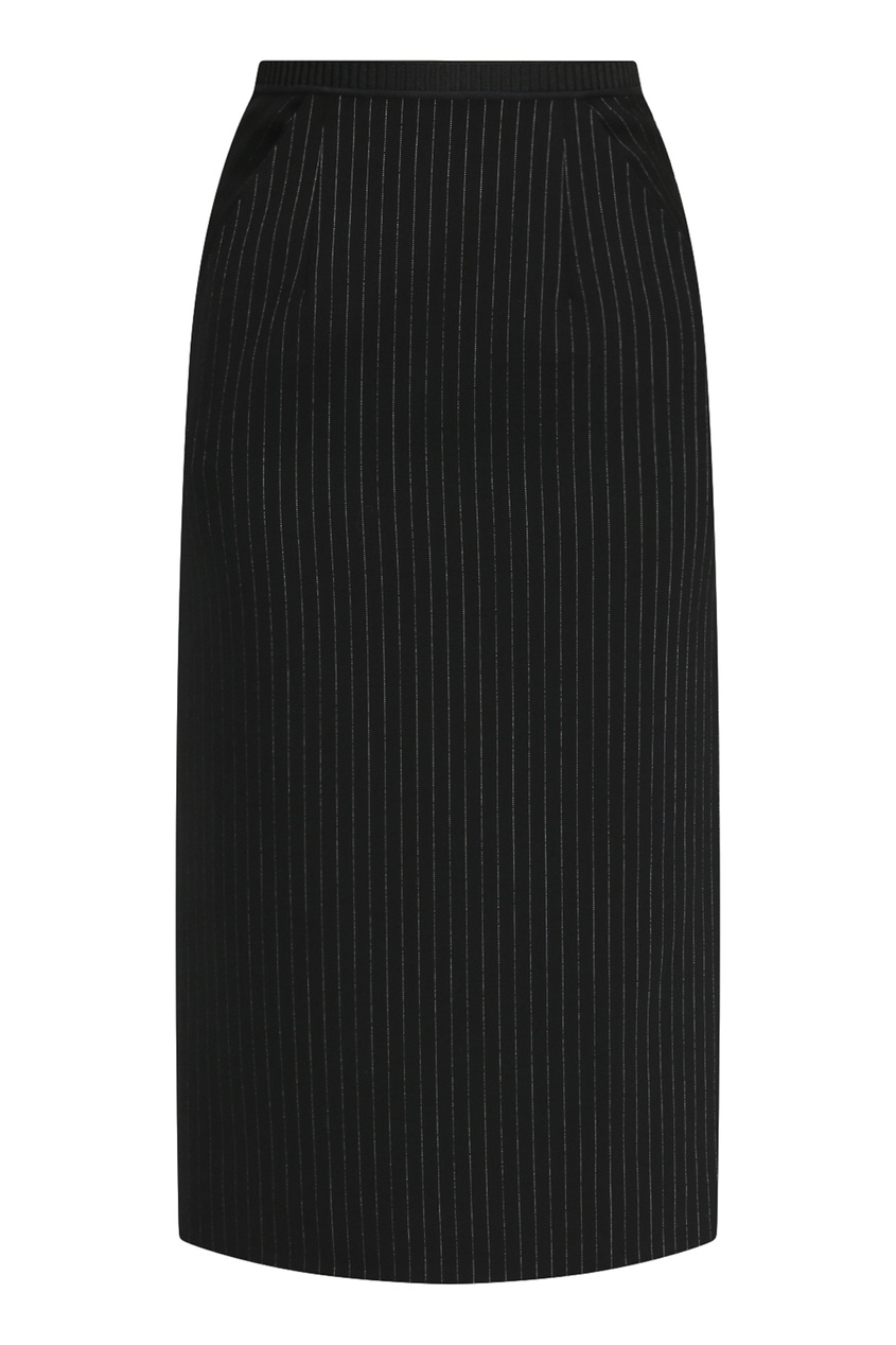 фото Черная юбка с узором полоска и боковыми карманами antonio marras