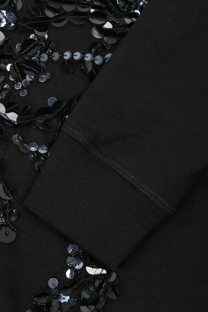 фото Черное платье свободного кроя с аппликацией antonio marras