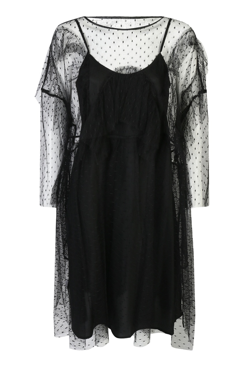 фото Черное полупрозрачное платье свободного кроя antonio marras