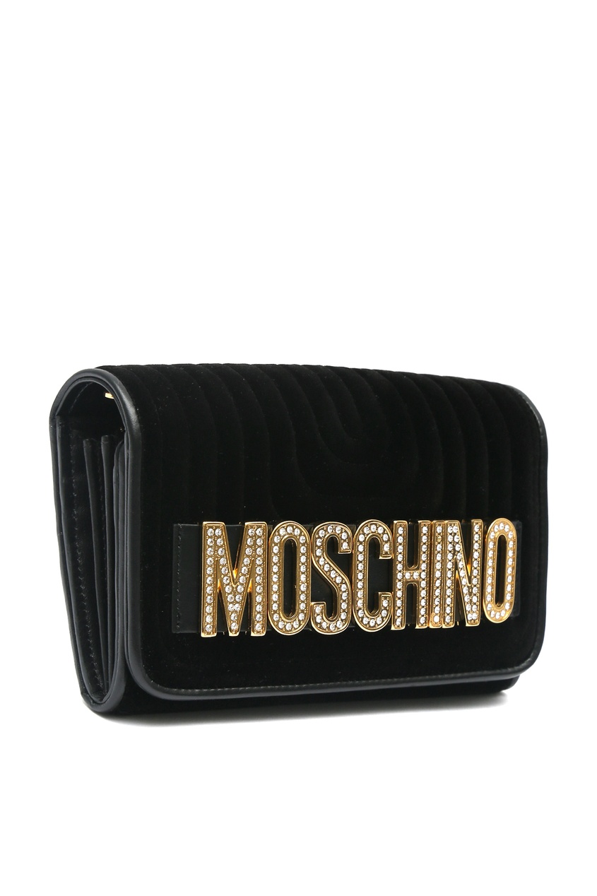 фото Бархатный клатч с логотипом Moschino