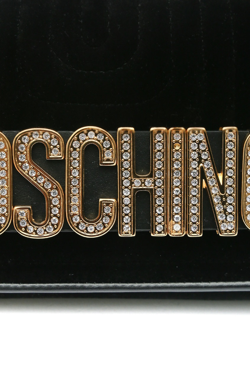 фото Бархатный клатч с логотипом Moschino