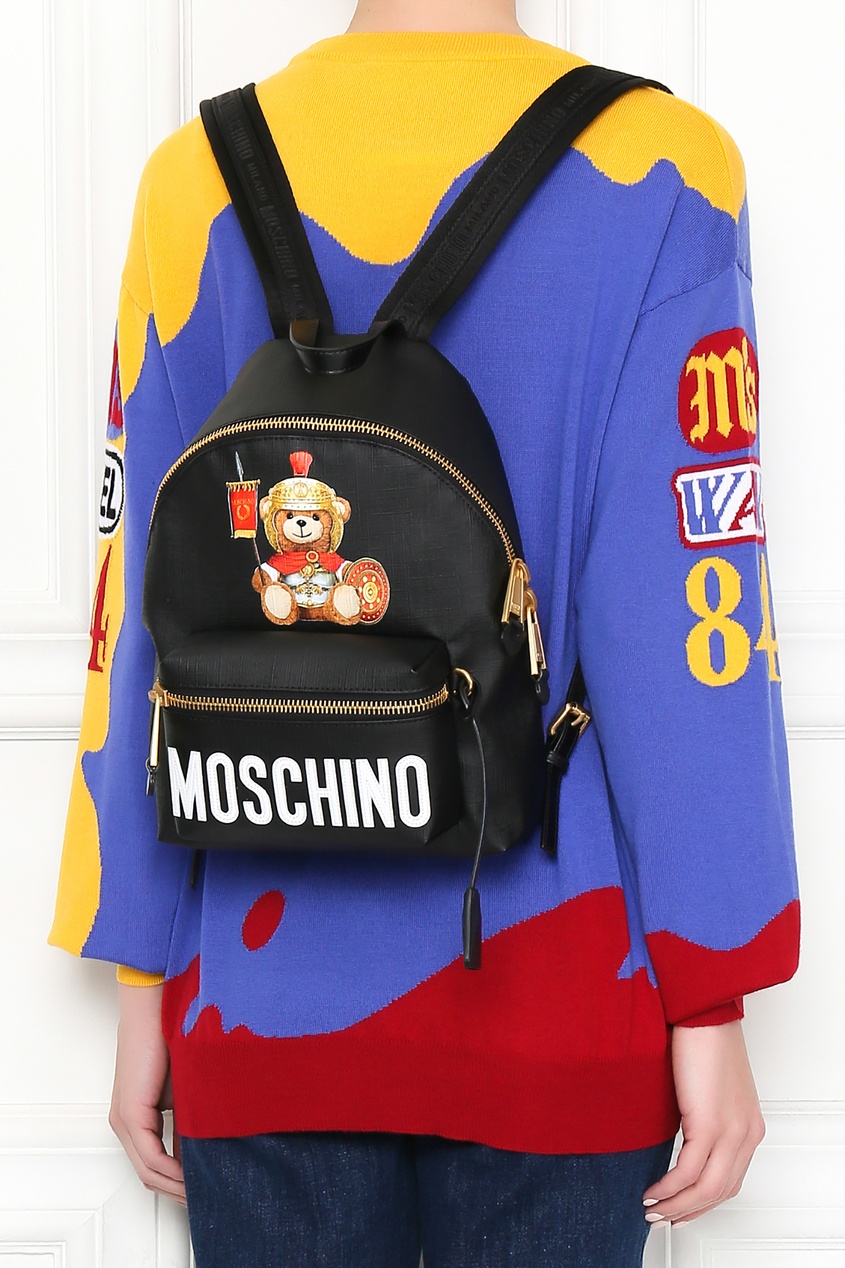 фото Черный рюкзак teddy bear с контрастным логотипом moschino