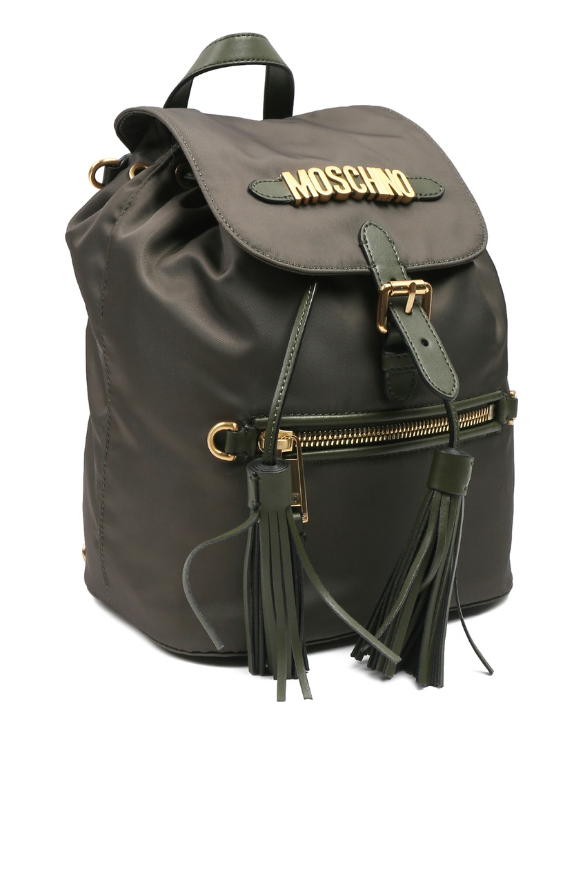 фото Зеленый рюкзак с логотипом moschino