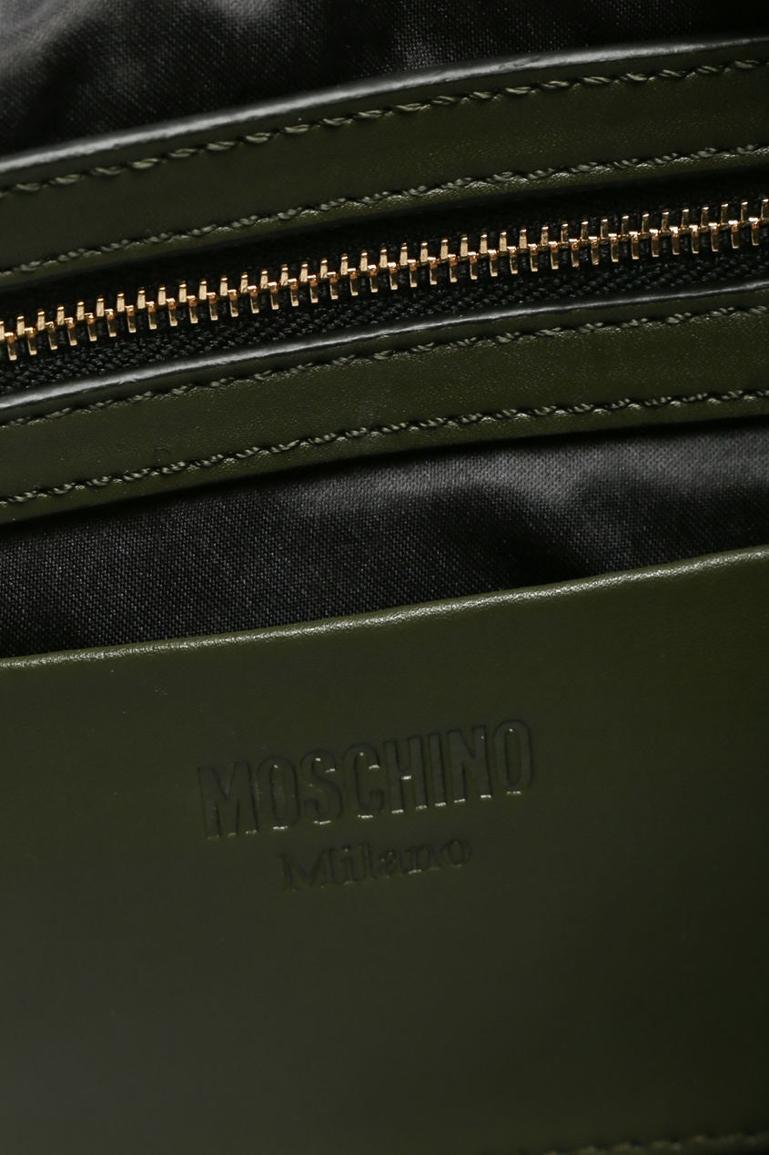 фото Зеленый рюкзак с логотипом moschino