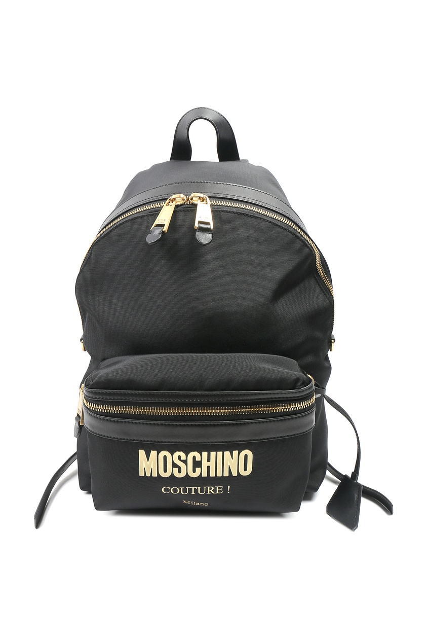 фото Черный рюкзак с крупным логотипом moschino