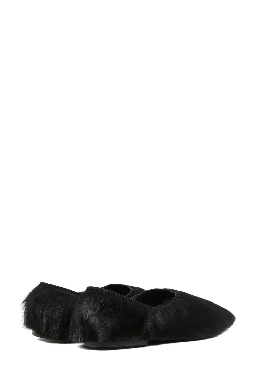 фото Черные меховые туфли jil sander