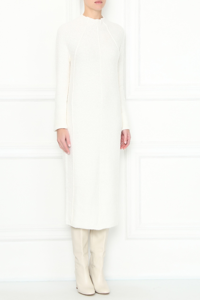 фото Белое платье из смешанной пряжи jil sander
