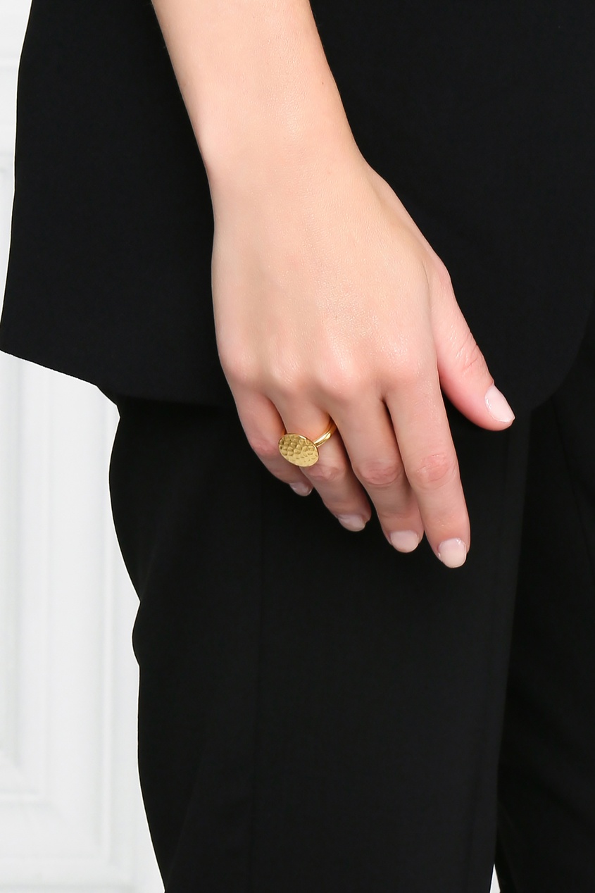 фото Золотистое металлическое кольцо jil sander