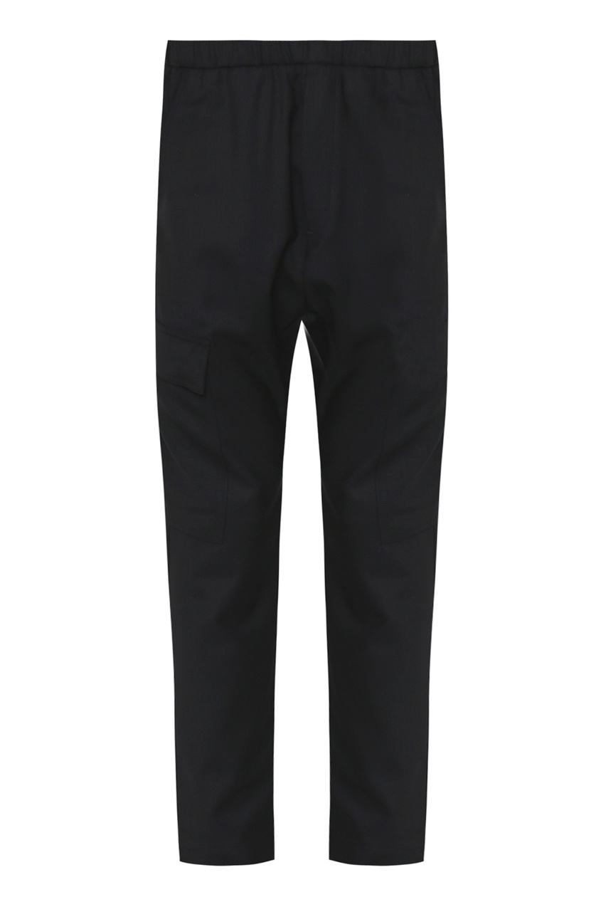 фото Черные шерстяные брюки с накладными карманами Barena