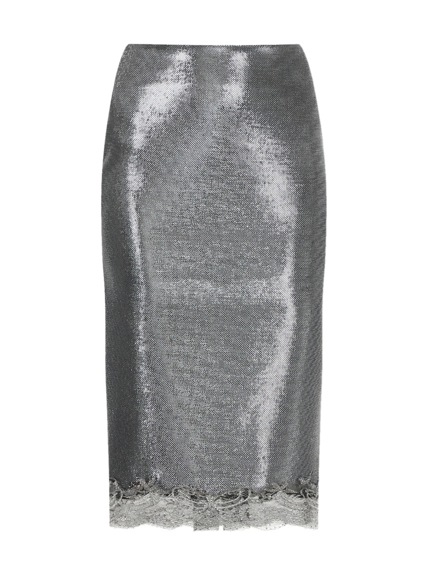 фото Серебристая юбка с кружевной отделкой ermanno scervino