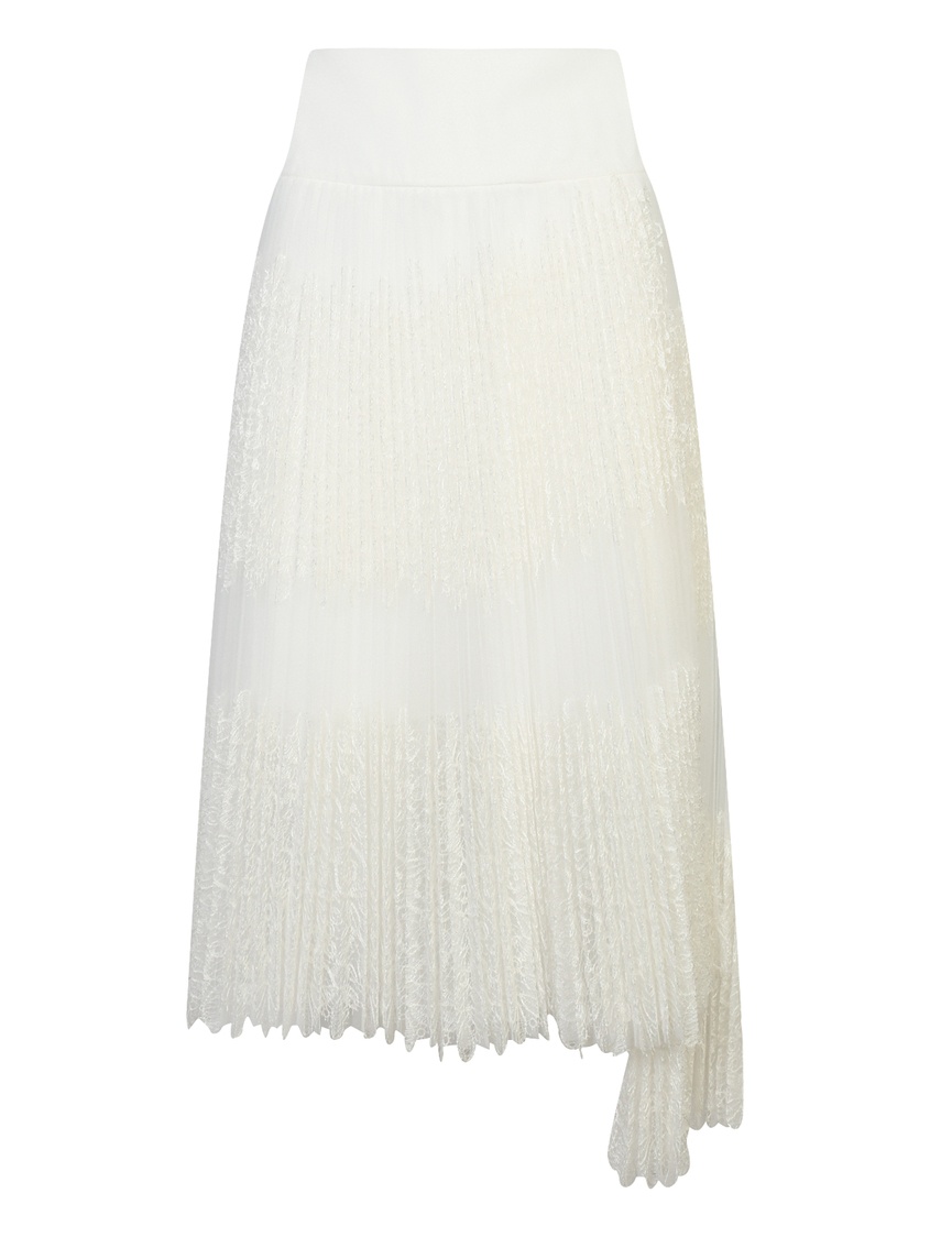 фото Белая плиссированная юбка с кружевом ermanno scervino